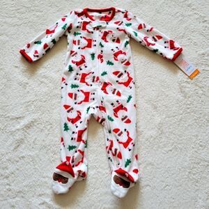 NEW MY first Christmas footed pajama with dark skin Santa size 9 months